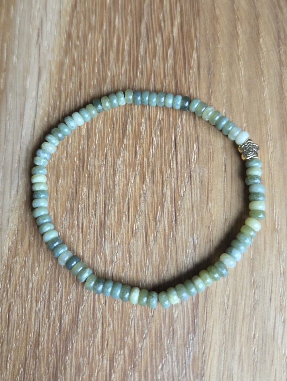 Green Jade Beaded Stretch Bracelet | Handmade